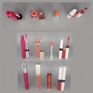 Lot of 4 Bright Hot Pink And Orange Lipsticks and Lipglosses, Stila, Revlon